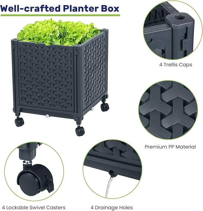 LINEX Raised Garden Bed Planter Box with Trellis, 56.7” Tomato Planters for Climbing Plants Vegetable Vine Flowers Outdoor Patio, Tomatoes Cage w/Self-Watering & Wheels by GreenHaven Gardens