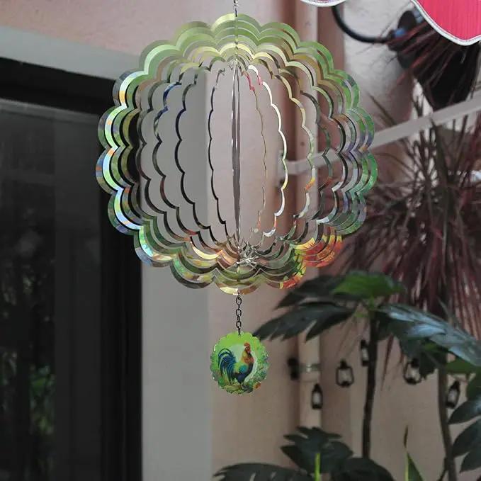 Rooster Wind Spinners 3D Hanging Wind Spinner Outdoor Clearance for Yard and Garden Decor 12inch Chicken Gifts for Women Mom by GreenHaven Gardens