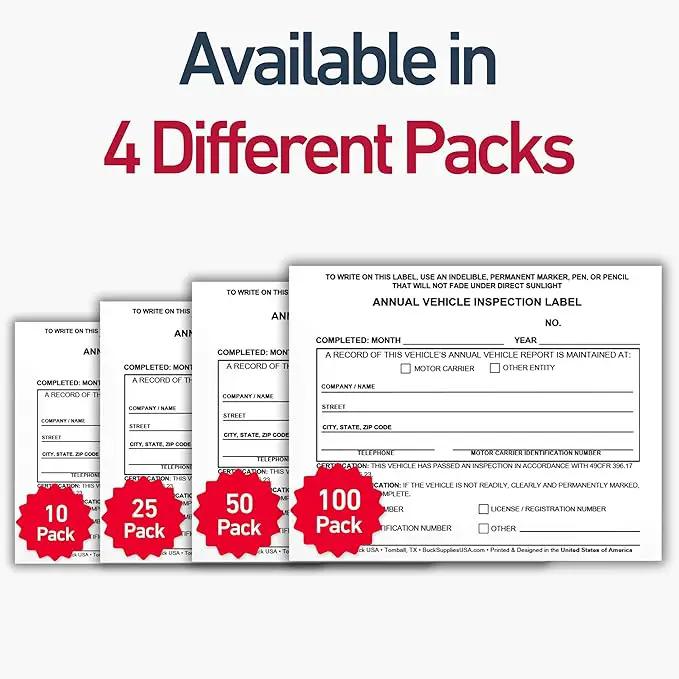 25 Pack Buck Annual Vehicle Inspection Label, 2-Ply Adhesive Vinyl with Mylar Laminate, FMCSA & DOT Compliant, Weatherproof, Tear Resistant, Easy to Write On, 5" x 4" - Made in USA by GreenHaven Gardens