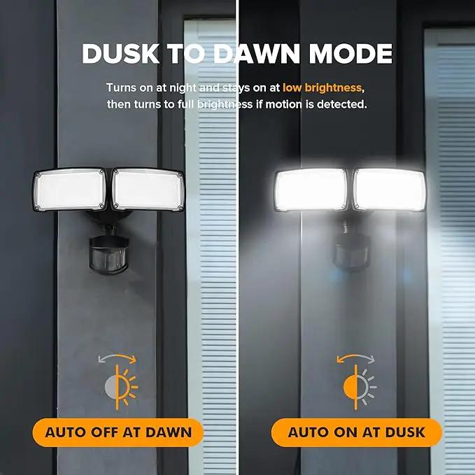 LUTEC 38W 3500 Lumen LED Motion Activated Integrated Dual-Head Floodlight Outdoor with Motion Sensor, 5000K Daylight, Dusk to Dawn, Exterior Security Wall Light for Patio, Garden, Yard(Black) by GreenHaven Gardens