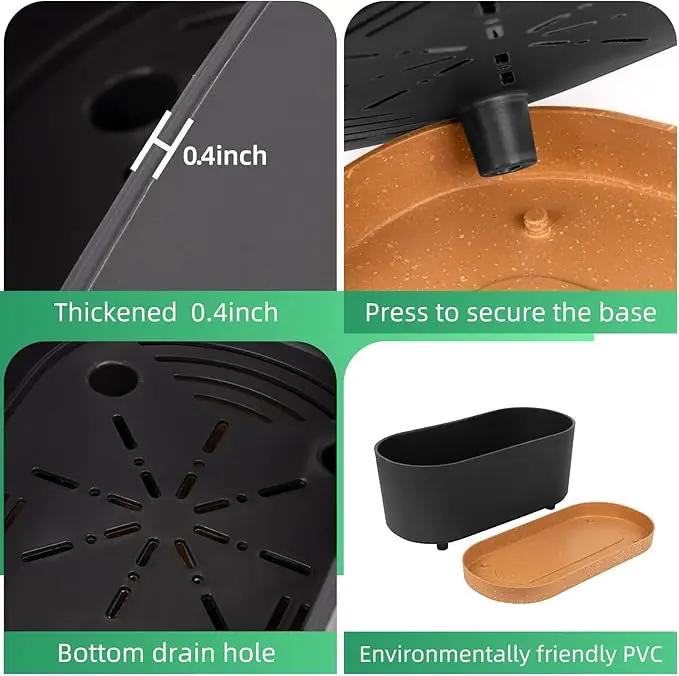 QCQHDU 16" L x 7.6" W x 7" H Window Planter Box, 2 Pack Self Watering Pots for Indoor Plants with Drainage Holes & Saucer, Outdoor Flower Pots Home Garden Modern Decor by GreenHaven Gardens