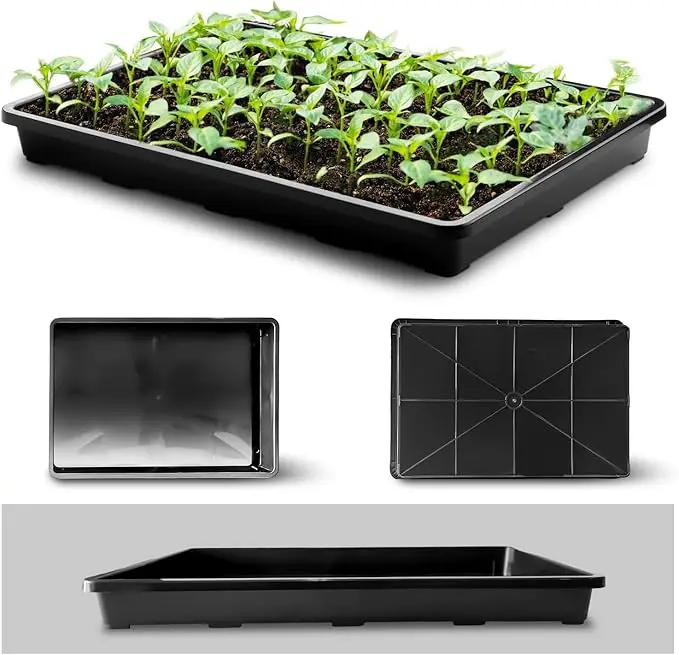 5 Pack Nursery Potting Tray, Carrying and Holding Plant Tray for Seeds Starting Pot, Collecting Drainage Water(Black) by GreenHaven Gardens