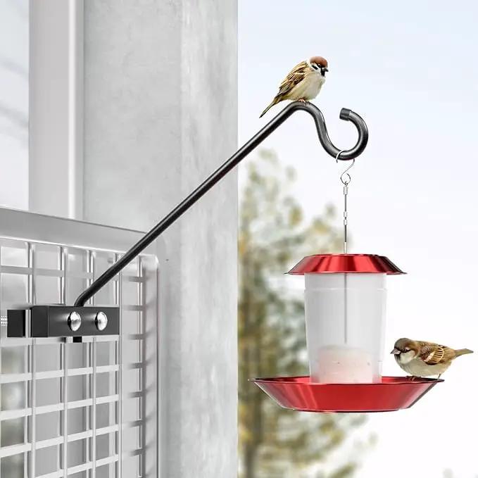 12-Inch 2 Pack Deck Bird Feeder Hanger for Railing, Outdoor Decor Plant Hanger, Swivel Balcony Railing Hook - 22LB Capacity - for Hanging Plants, Bird Feeders, Lanterns, Wind Chimes by GreenHaven Gardens