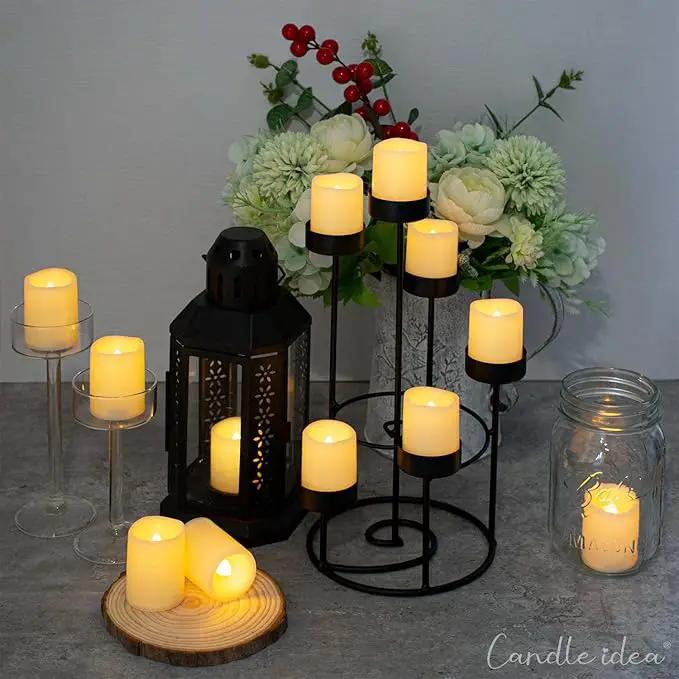 CANDLE IDEA Flameless LED Votive Candles 24 Pack, 1.5" x 2", Battery Operated Flickering Electric Outdoor Flameless Tea Lights, Fake Tealight Candle Bulk for Wedding, Christmas, Halloween Decorations by GreenHaven Gardens