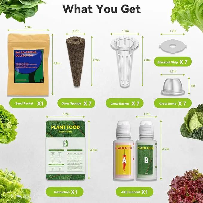 Salad Greens Seed Pod Kit for AeroGarden Hydroponics Growing System, Indoor Home Garden with American Fast/Paris Island/Buttercrunch Lettuce, Swiss Chard, Spinach, Cauliflower and Wild Cabbage, 7 Pods by GreenHaven Gardens