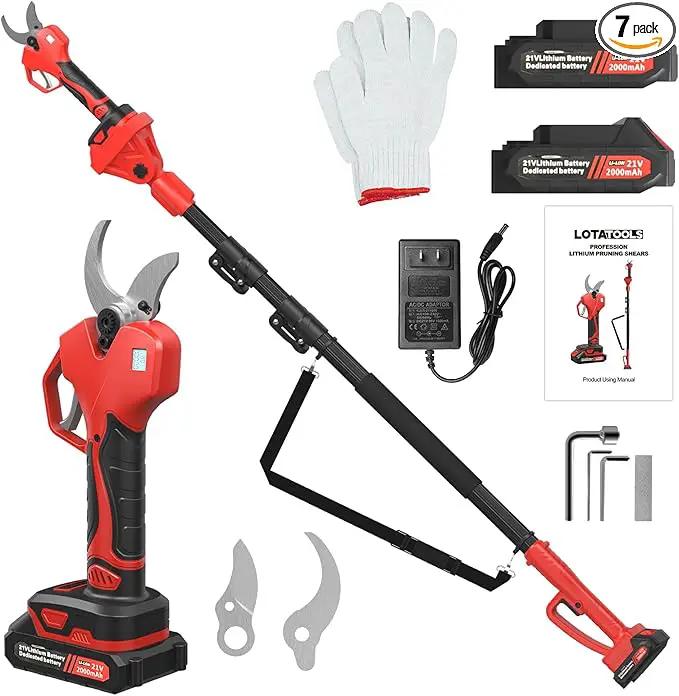 Electric Pruning Shears with Telescopic Rod, 50mm 1.96" Cutting Diameter Cordless Pruner with 2 Rechargeable Batteries, Tree Branch Cutter with SK7 Blade for Gardening Pruning by GreenHaven Gardens