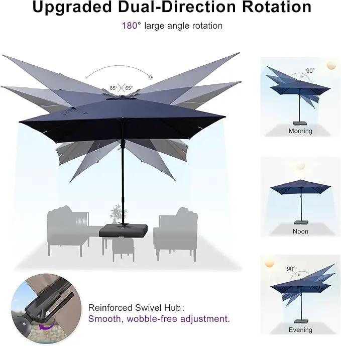 PURPLE LEAF 9' X 12' Left-right Tilting Outdoor Patio Umbrella Swivel Offset Cantilever Heavy Duty Rectangle Aluminum Umbrella with UV Resistant for Deck Pool Patio Backyard, Ocean Slate by GreenHaven Gardens