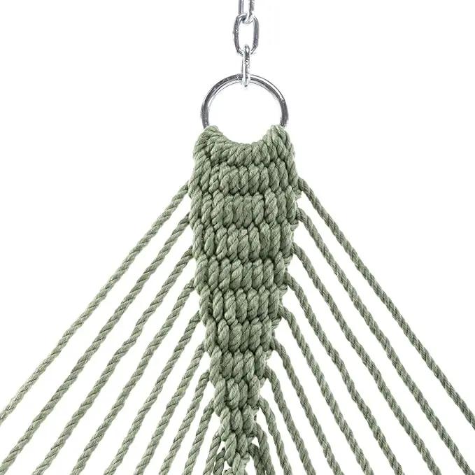Hatteras Hammocks Deluxe Meadow Duracord Rope Hammock with Free Extension Chains & Tree Hooks, Handcrafted in The USA, 450 LB Weight Capacity, 13 ft. x 60 in by GreenHaven Gardens