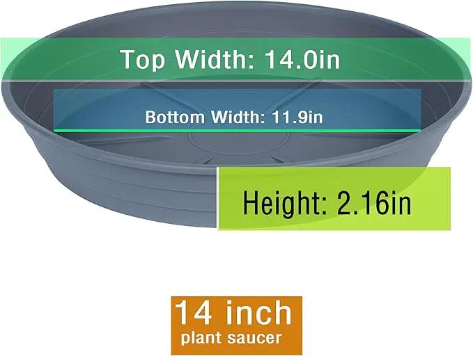 Plant Saucer 14 Inch 4 Pack 6 8 10 12 14 16 18 20 25, Plastic Plant Trays for Pots，Extra-Deep Plant Water Dray Tray, Bird Bath Bowl, Heavy Flower Plant Saucers Indoors and Outdoor No Holes by GreenHaven Gardens