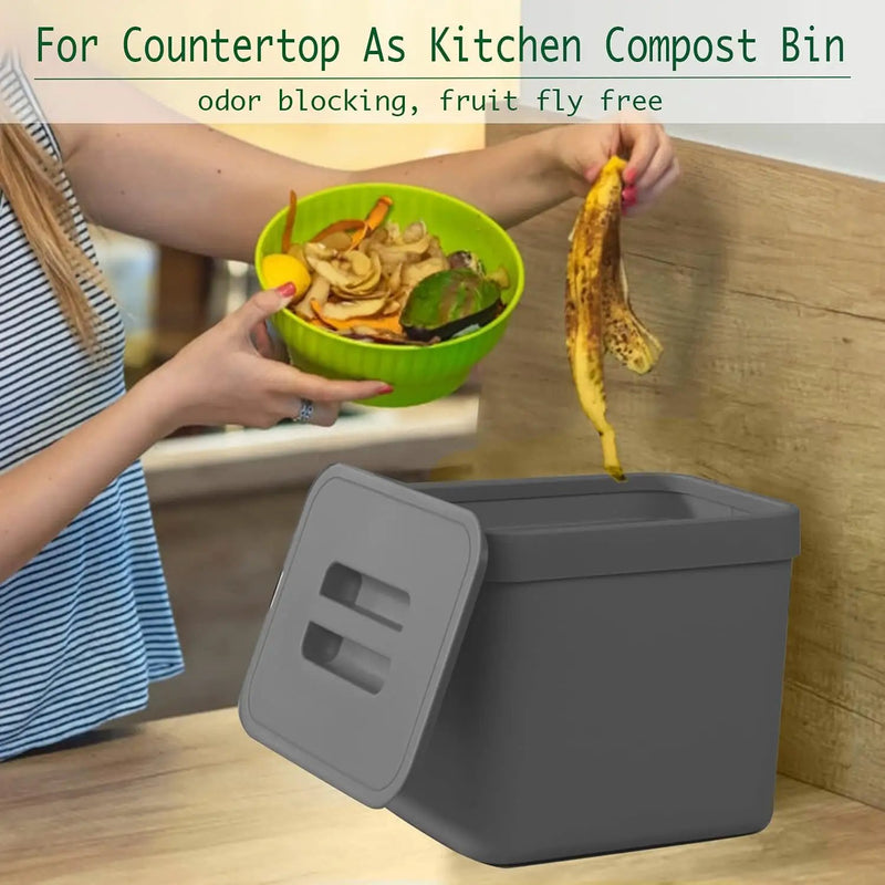 Kitchen Trash Can with Lid, LALASTAR Wall-Mounted Under Sink Small Garbage Can for Kitchen, Bathroom, Compost Bin Countertop, Cabinet Trash Can Hanging, 1.8 Gallon, (Black, 7L) by GreenHaven Gardens