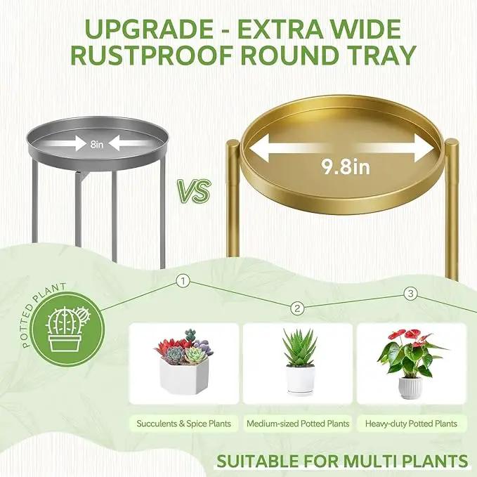 iDavosic.ly 5 Tier Large Plant Stand Indoor, 10 Inch Wide Tall Corner Metal Plant Stands Outdoor for Multiple Plants, Folding Tiered Flower Display Holder Rack Shelf, Gold by GreenHaven Gardens