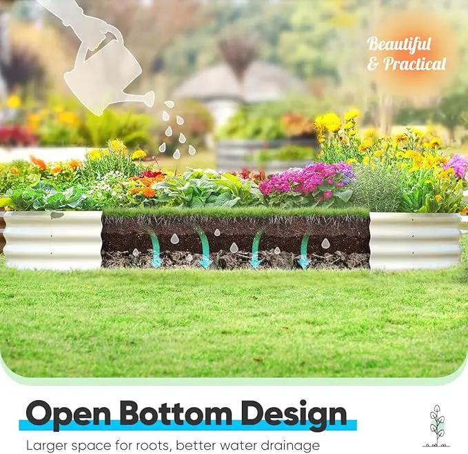 Quictent Galvanized Raised Garden Bed Kit, 6x3x1ft Oval Large Metal Outdoor Planting Box, Ground Planter Strengthened by Crossbar, Beige by GreenHaven Gardens