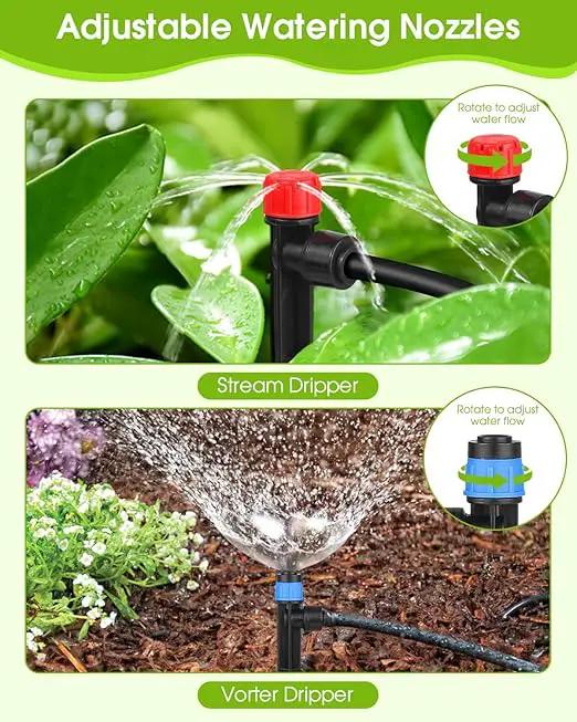 Drip Irrigation System Kit - Garden Watering System with 16FT 1/2'' & 79FT 1/4" Irrigation Tubing Parts - Automatic Irrigation Sprinkler Equipment for Raised Beds, Plants, Garden, Lawn, Greenhouse by GreenHaven Gardens