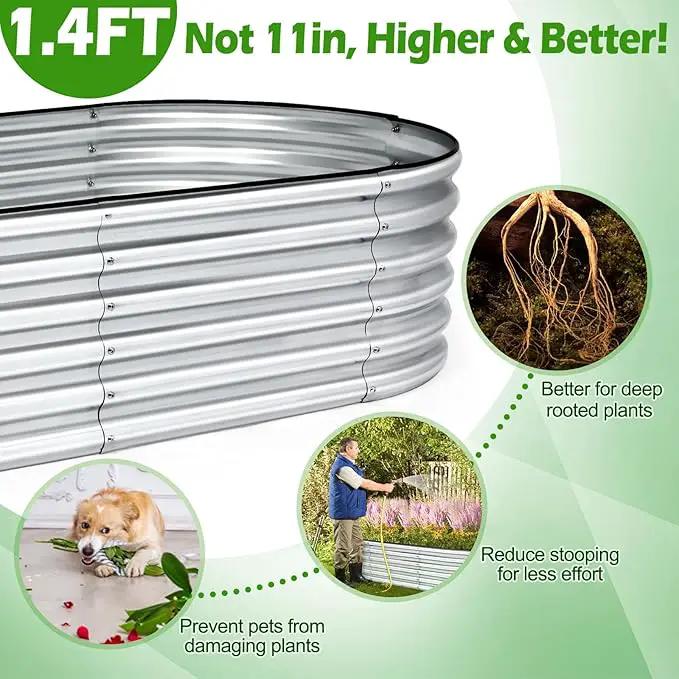 7x3x1.4ft Galvanized Raised Garden Bed, Upgraded with X-Shaped Support Rods, Large Raised Garden Beds Outdoor, Raised Bed for Planting Vegetables, Flowers, Fruits by GreenHaven Gardens