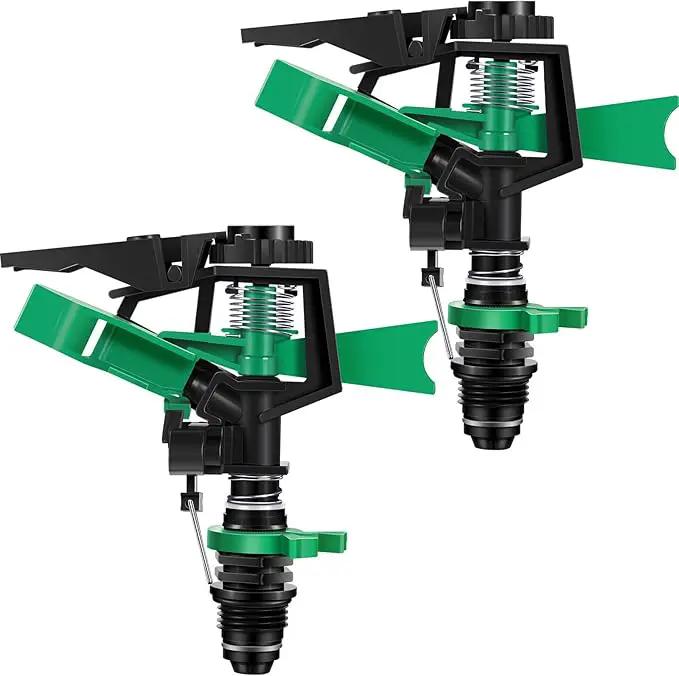1/2 Inch Plastic Impact Sprinklers Adjustable 0 Degree to 360 Degree Pattern Plastic Sprinkler Head for Garden Watering Supplies (2 Pieces) by GreenHaven Gardens