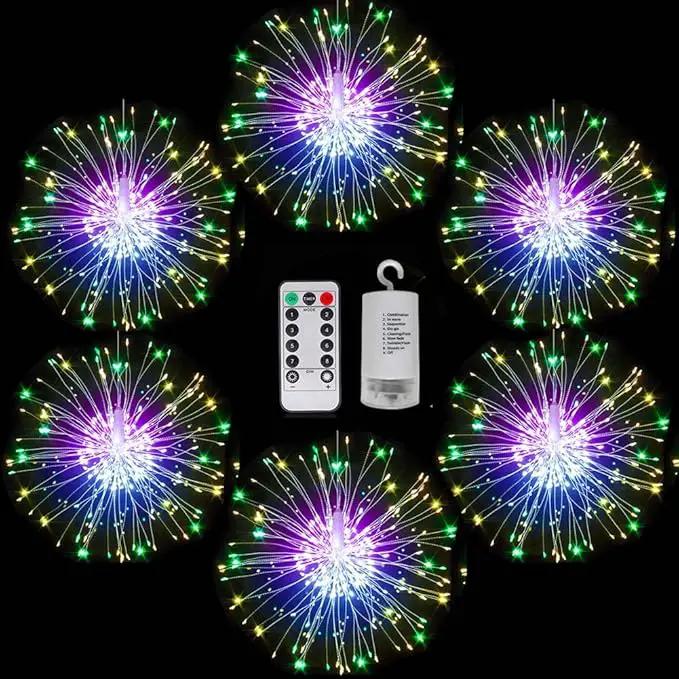 FOOING 6 Pack Firework Lights led Copper Wire Starbursts String Lights 8 Modes Battery Operated Fairy Lights with Remote,Decorative Hanging Lights for Party Patio Bedroom Christmas Decoration by GreenHaven Gardens