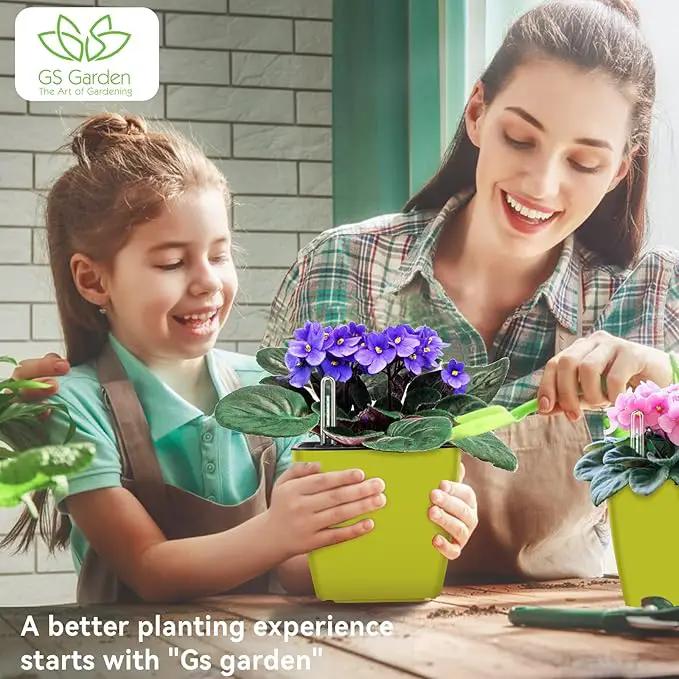 5 inch Self Watering Planters for Indoor Plants 3 Pack Plastic African Violet Self Watering Flower Pots with Water Level Indicator for Herb House Plant Planting by GreenHaven Gardens