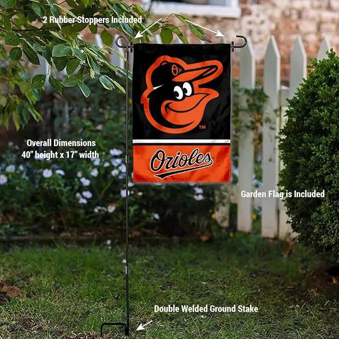 WinCraft Baltimore Orioles Garden Flag with Stand Holder by GreenHaven Gardens