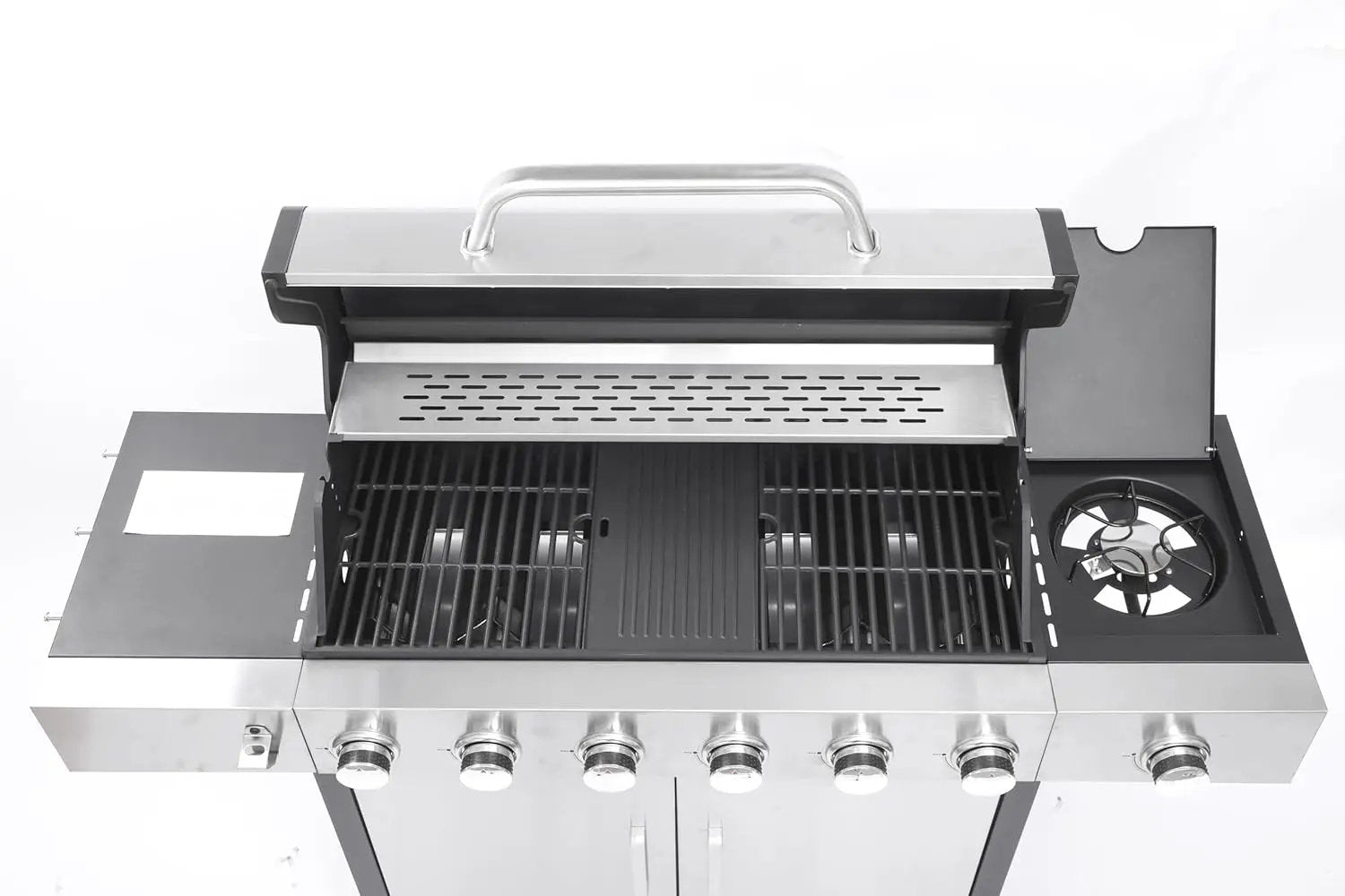 6-Burner Propane Gas BBQ Grill with Side Burner, 57,300 BTU Output, Enameled Cast Iron Grates, Heavy-Duty Stainless Steel Outdoor Grill for Backyard Barbecue by GreenHaven Gardens