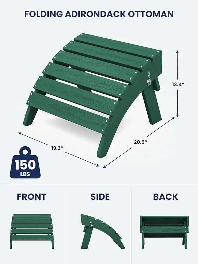 KINGYES Folding Adirondack Ottomans Set of 2 for Adirondack Chair, Green by GreenHaven Gardens