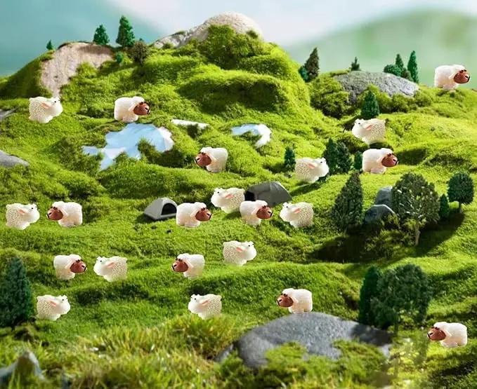 150 Pcs Mini Sheep Figurines Mini Resin Sheep Mini Garden Sheep for Dollhouse Bonsai Micro Landscape Fairy Home Garden Decor DIY Craft by GreenHaven Gardens