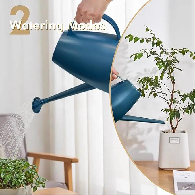 Watering Can for Indoor Outdoor Plants, Modern Small Watering Cans with Removable Nozzle, Long Spout Watering Can for Indoor Bonsai Plants Garden Flowers 1/2 Gallon 1.8L 60OZ (Dark Blue) by GreenHaven Gardens