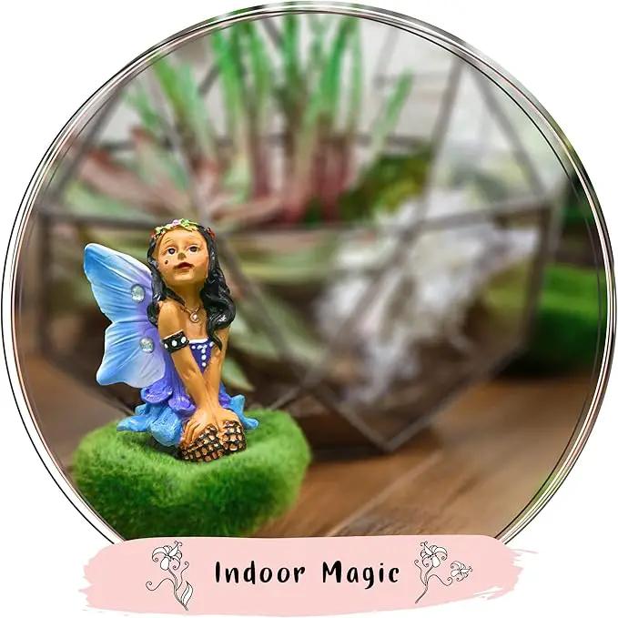 WILD PIXY Indoor Fairy Figurine – Miniature Fairy for Gardens, Ornaments, or Cake Toppers, Fairy Garden Decor and Accessories, Premium Resin, Designer Gift Box with Poem Card by GreenHaven Gardens