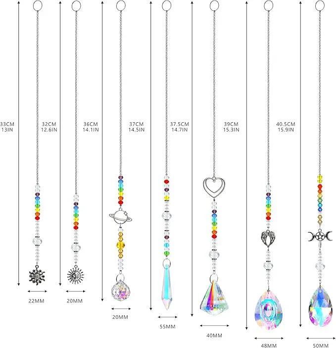 Suncatcher Crystal Prisms Hang Pendants Garden Window Sun Catcher Rainbow Chandelier Beads Chain Ornament, Pack of 7 by GreenHaven Gardens