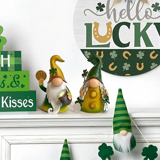 HONGLAND St.Patricks Day Decorations Outdoor Green Gnomes, Metal Gnomes Figurine Irish Leprechaun St Patricks Day Decor, Luck Shamrock Gnome for Home Outside Garden Lawn Party Yard Patio (18 INCH) by GreenHaven Gardens
