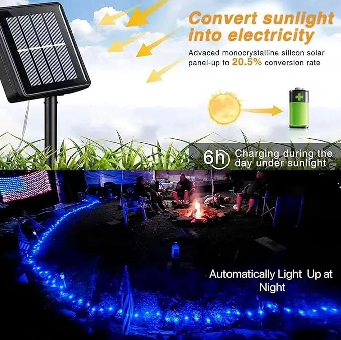 YEGUO 4 Pack Blue Solar Fairy Lights Outdoor Waterproof, Each 100 LED 33ft String Lights, 8 Modes Twinkle Lights by GreenHaven Gardens