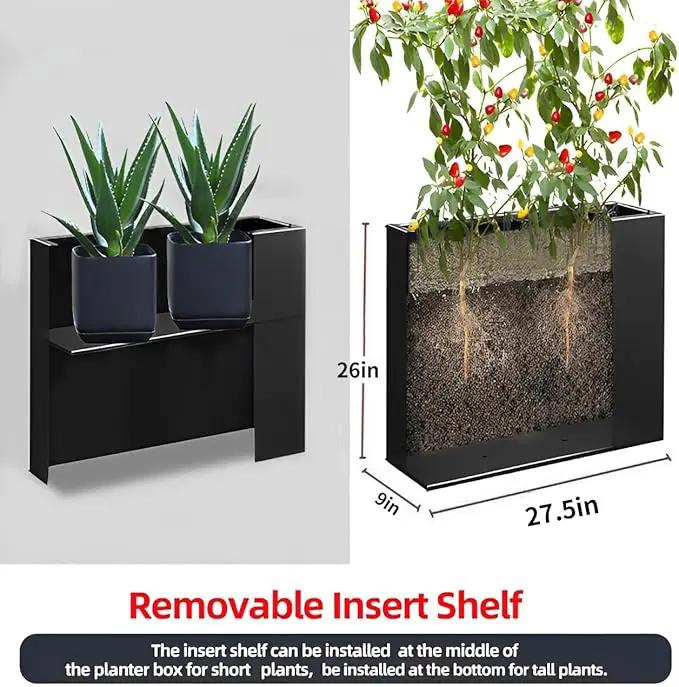 Metal Tall Long Planter Box Large Rectangular Planter Flower Pot with Drainage Holes for Indoor Outdoor Deck Porch Garden Home Patio Front Door (Black, S) by GreenHaven Gardens