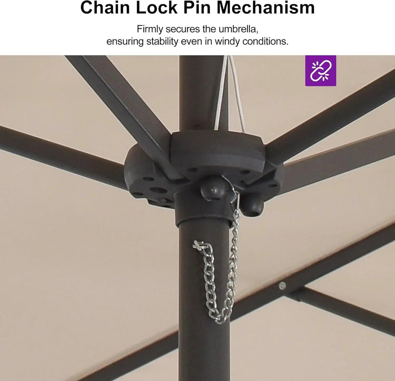 PURPLE LEAF 14ft Patio Market Umbrella Outdoor Double-Sided Umbrella with Base and Crank Rectangle Table Umbrella for Pool Deck Garden, Khaki by GreenHaven Gardens