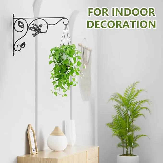 2 Pack Heavy Duty Plant Hooks for Hanging - 12 Inch Metal Wall Hangers Indoor/Outdoor, Sturdy Plant Bracket for Bird Feeders, Planters, Lanterns, Wind Chimes - Patio, Garden, Home Decor (Black) by GreenHaven Gardens