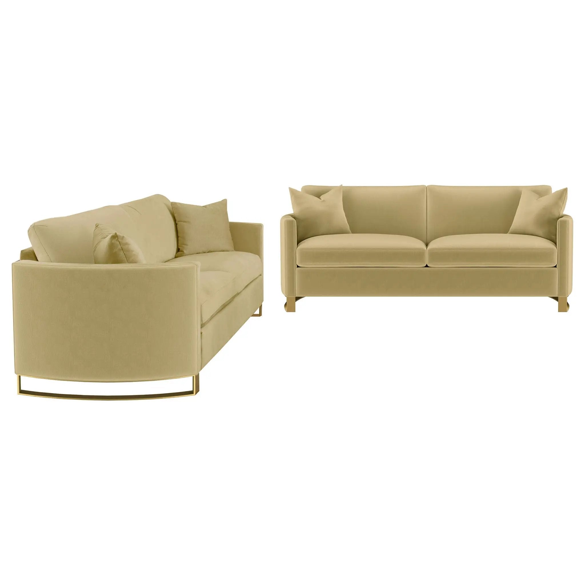 Corliss 2-piece Velvet Upholstered Sofa Set Camel by Unique Piece Furniture