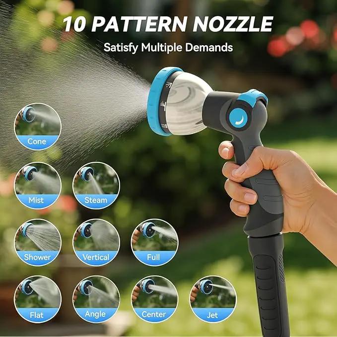 Retractable Garden Hose Reel - 100 ft x 5/8 in Heavy Duty Wall Mount with Auto Rewind, Any Length Lock, 180° Swivel Bracket & 10-Pattern Nozzle (White & Grey) by GreenHaven Gardens