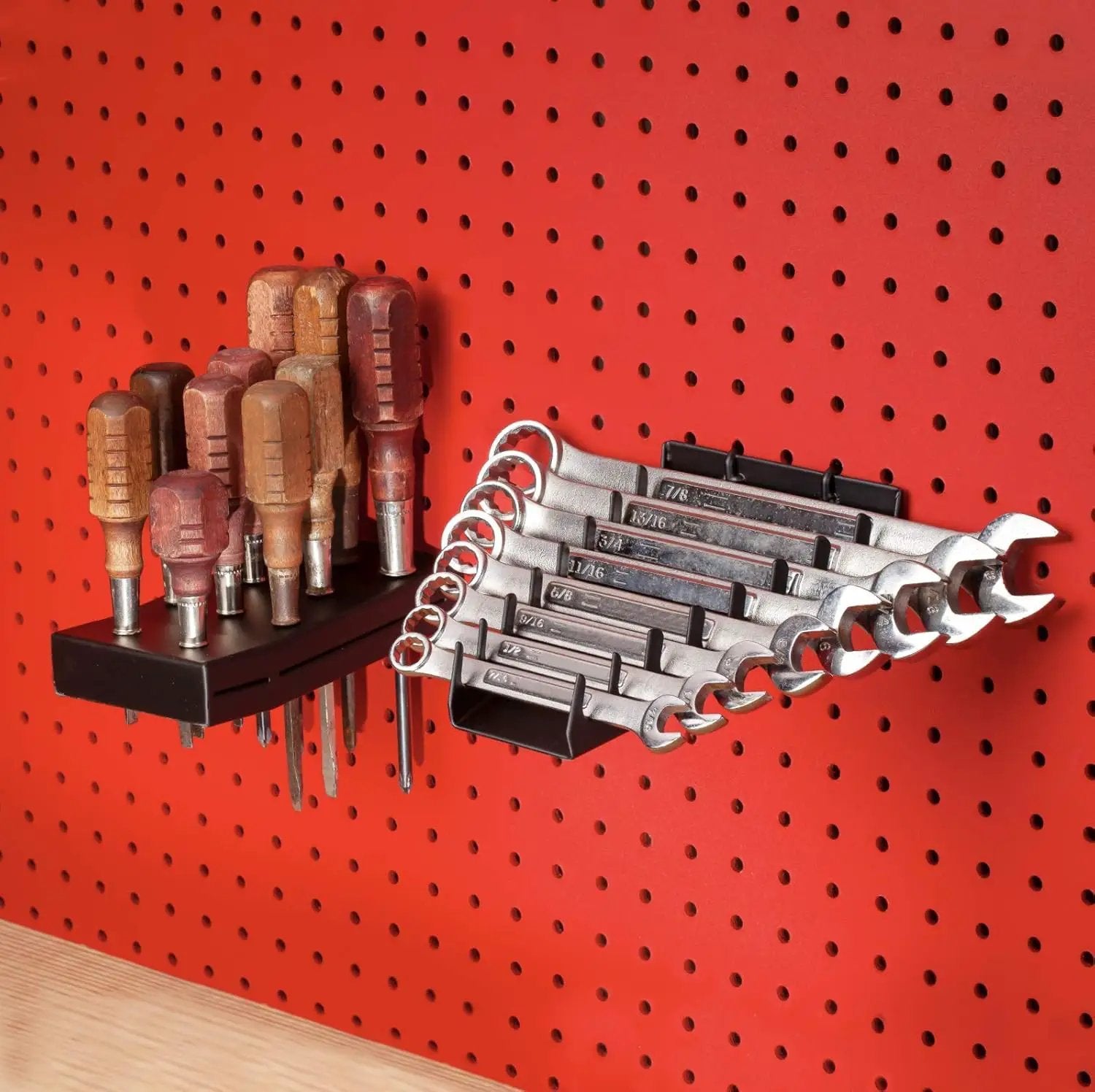 Heavy Duty Black Pegboard Accessories - Screwdriver and Wrench Holder Set for Organizing Tools by GreenHaven Gardens