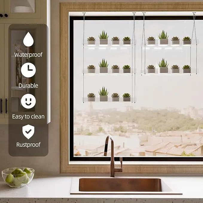 Hanging Clear Window Plant Shelves, Height Adjustable Acrylic Window Plant Hanger, 3-Tier Sturdy Window Sill Plant Shelf for Indoor Window Grow Herbs, Succulents, Flower by GreenHaven Gardens
