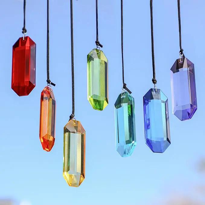 HDCRYSTALGIFTS 7pcs Crystal Suncatcher Prisms 3'' Window Hanging Ornament Rainbow Glass Prism Sun Catcher Decor for Home Garden by GreenHaven Gardens