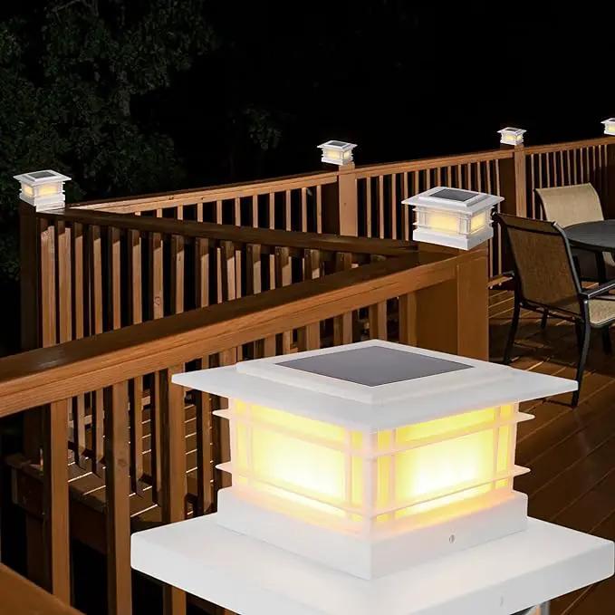 Dynaming 6 Pack Solar Post Lights Outdoor, Solar Powered White Shell Fence Post Cap Lights, High Brightness Warm White LED Lighting for Garden Deck Patio, Fit 4x4, 5x5 or 6x6 Vinyl/Wooden Posts by GreenHaven Gardens