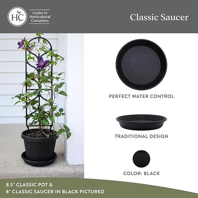 The HC Companies Flower Pot Saucers - Plastic Plant Saucer for Outdoors & Indoors - Traditional Design Plant Pot Trays for Water Drainage - Durable & Stylish Round Plant Tray (21-inch Black) by GreenHaven Gardens