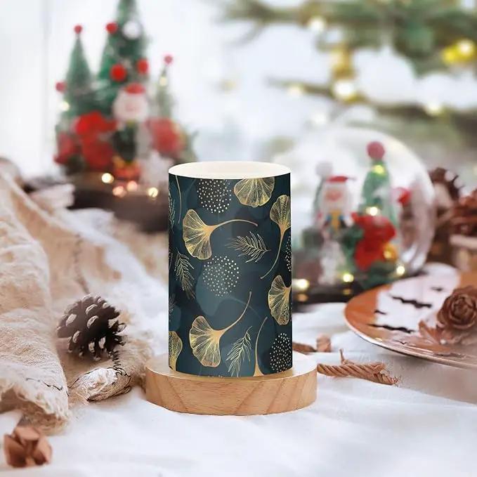 Flickering Flameless Candles, Golden Ginkgo Leaf LED Candles with Remote Timer, Set of 2 Battery Operated Candle for Valentine Wedding Birthday by GreenHaven Gardens