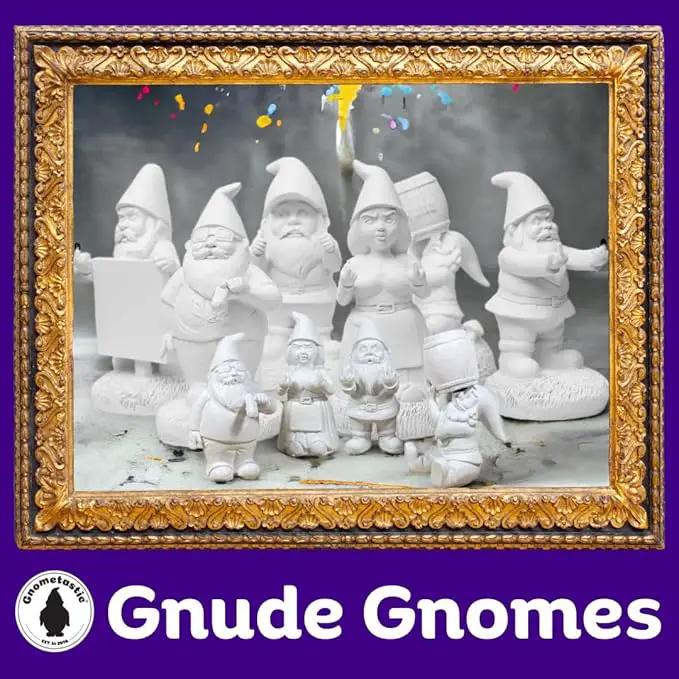 Gnometastic Gnude Gnomes - Middle Finger Unpainted Gnome, 12.5in, Paint Your Own Gnome - Funny Garden Gnomes to Paint for Adults, Polyresin Outdoor or Indoor by GreenHaven Gardens