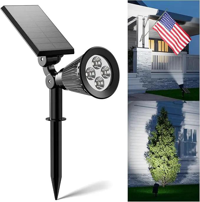 Solar Spot Lights Outdoor Waterproof for Flag, Palm Tree, Pole, Sign, Statue, Mailbox, Bright LED Outside Landscape Flood Spotlights for Accent Uplighting Yard, Garden, House, Backyard, Patio by GreenHaven Gardens