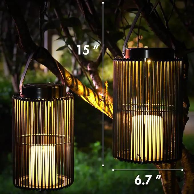 Solar Lanterns for Outdoor Waterproof, ZBLUXBZ Outdoor Table Lamp for Outside Hanging Solar Lights, LED Garden Cordless Lights Perfect for Patio and Pathway Lighting (11-inch Height, Black) by GreenHaven Gardens