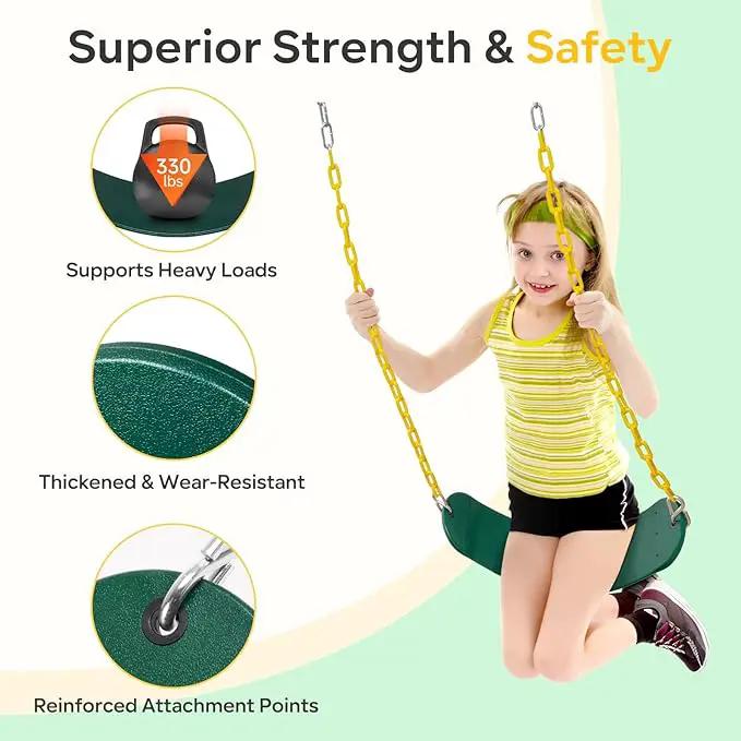 Decorlife 2 Pack Outdoor Swings Seats with 66" Rust-Resistant Heavy Duty Chain, Playground Swing Set Accessories Replacement Anti-Slip Seats, Backyard Swing Support 330lb for Kids or Adults (Green) by GreenHaven Gardens