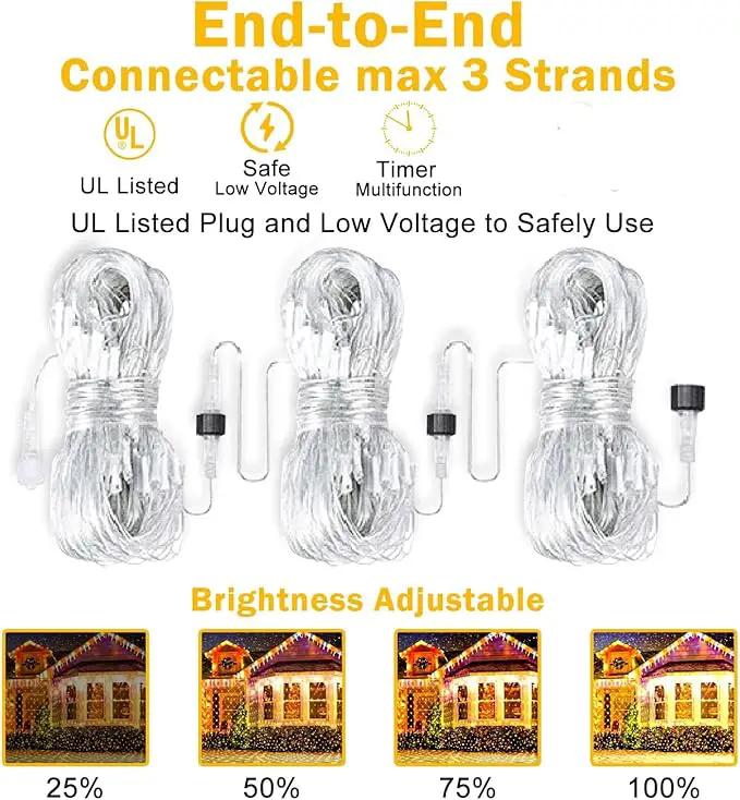 KNONEW 2-Pack 360 LEDs Christmas Net Lights 13ft x 6.6ft Outdoor Mesh Connectable Waterproof 8 Modes & Timer Plug-in Fairy Lights for Bushes Garden Party Wedding Holiday, Warm White by GreenHaven Gardens