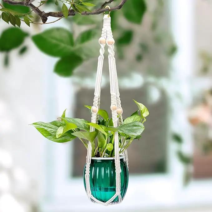Small Hanging Planters Self Watering 5 Inch, 3 Set Hanging Plant Pot for Indoor Outdoor Plants, Hanging Flower Pots with Drainage Hole & 2 Kinds of Plant Hangers for Garden Home Decor by GreenHaven Gardens