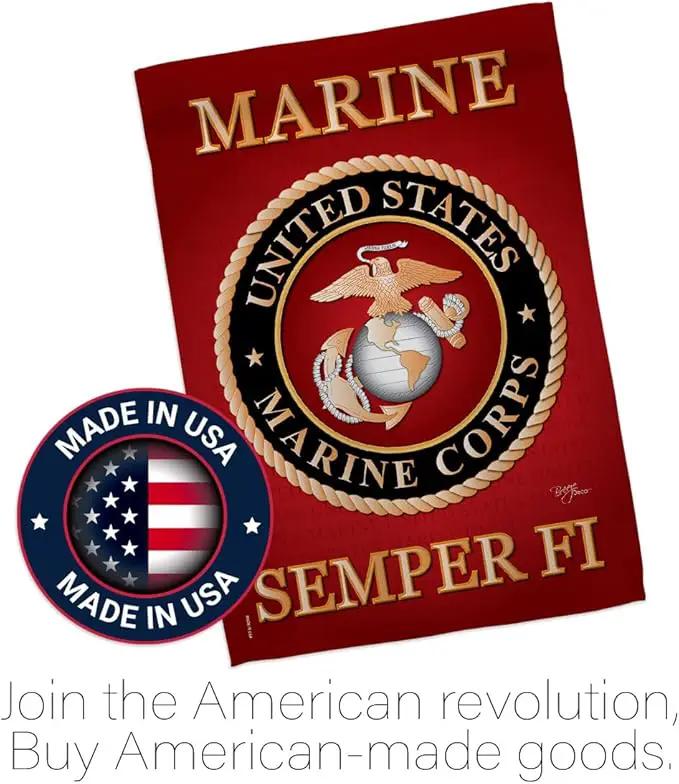 Breeze Decor FK108057-BO Marine Corps Americana Military Decorative Vertical Kit, 1 x House & 1 x Garden Flags, Thick Fabric by GreenHaven Gardens