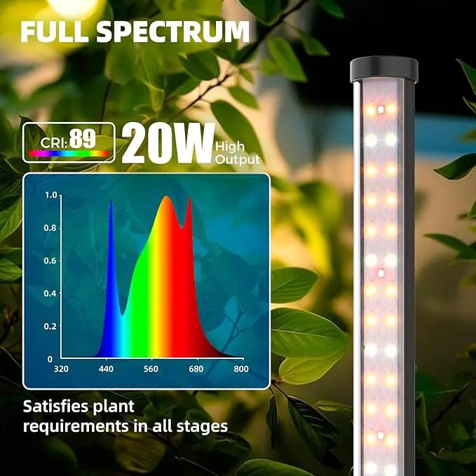 Barrina T10 Vertical Grow Light, 20W 2FT Desk LED Plant Light, Hanging and Standing, Table Top Full Spectrum Grow Lights for Indoor Plants with Stand and On/Off Switch, Ideal for Plants Growth by GreenHaven Gardens