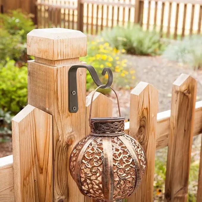 2Pcs 5in Decorative Outdoor Iron Wall Hooks for Hanging Lantern Jar Sconce Solar Light Small Planter Bird House, Black by GreenHaven Gardens
